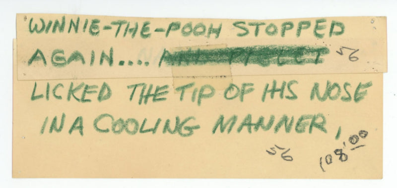 Winnie the Pooh and Tigger Too Original Double-Sided Storyboard Drawing with Matching Dialogue Tag: Pooh, Piglet