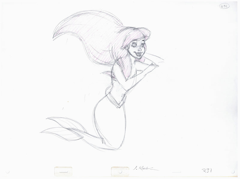 The Little Mermaid Original Production Drawing: Ariel