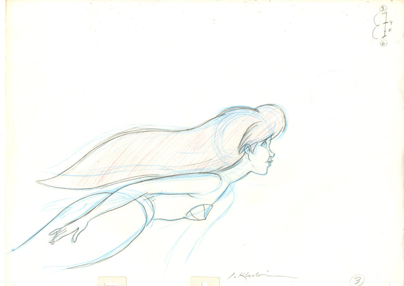 The Little Mermaid Original Production Drawing Signed by Jorgen Klubien: Ariel