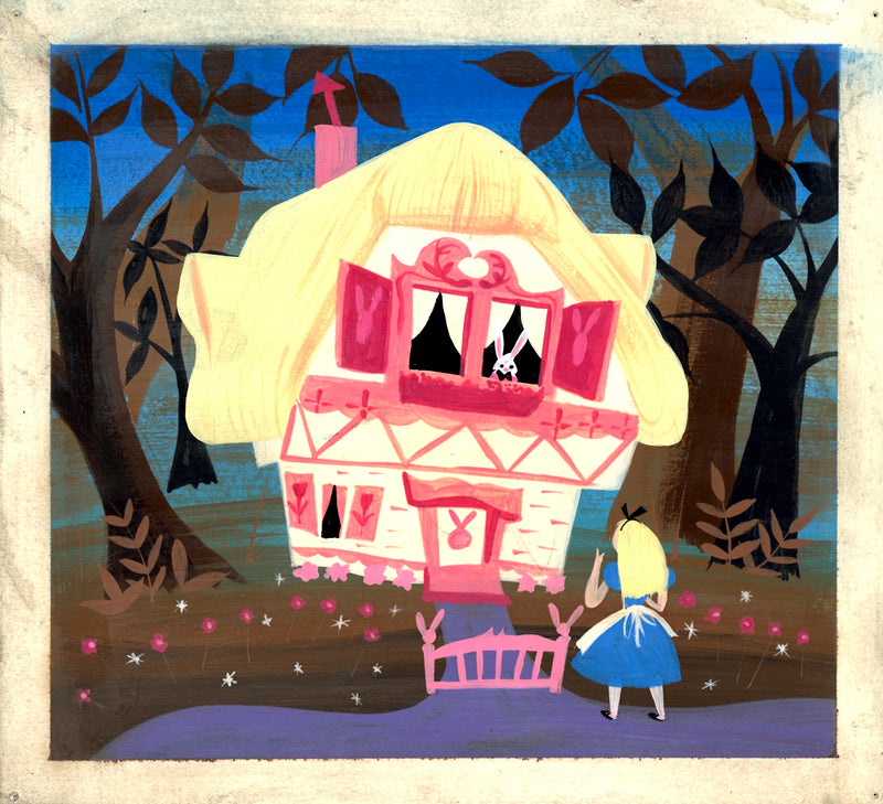 Alice in Wonderland Original Concept Painting by Mary Blair: Alice and White Rabbit (Framed)