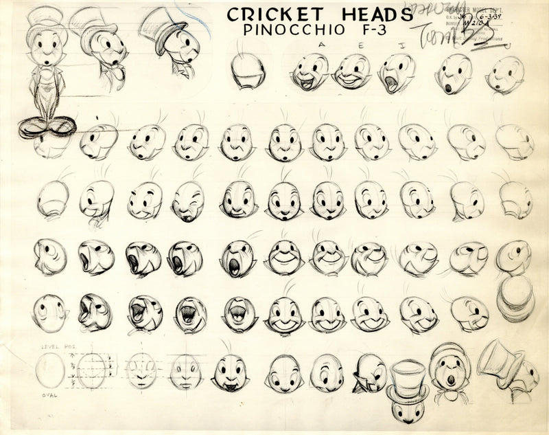 Pinocchio Original Model Sheet: Jiminy Cricket