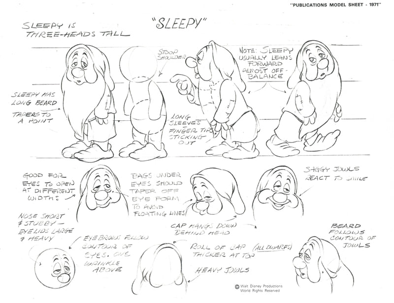 Snow White Publications Model Sheet Set of Seven: The Seven Dwarfs