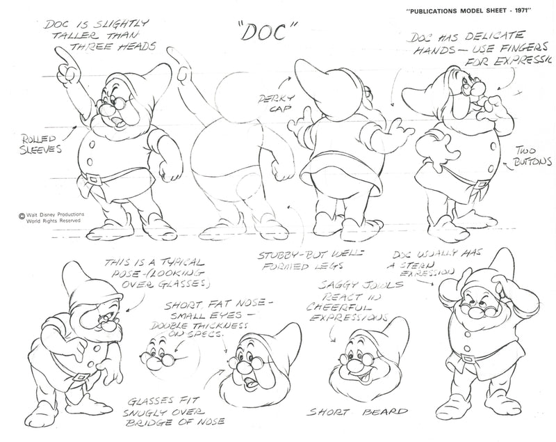 Snow White Publications Model Sheet Set of Seven: The Seven Dwarfs