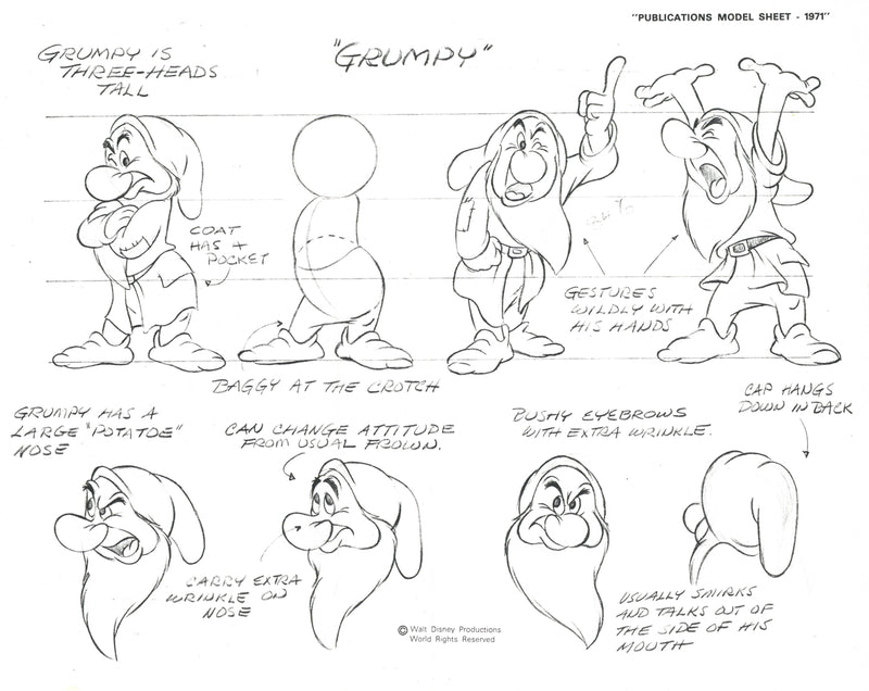 Snow White Publications Model Sheet Set of Seven: The Seven Dwarfs