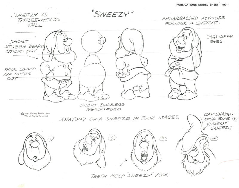 Snow White Publications Model Sheet Set of Seven: The Seven Dwarfs