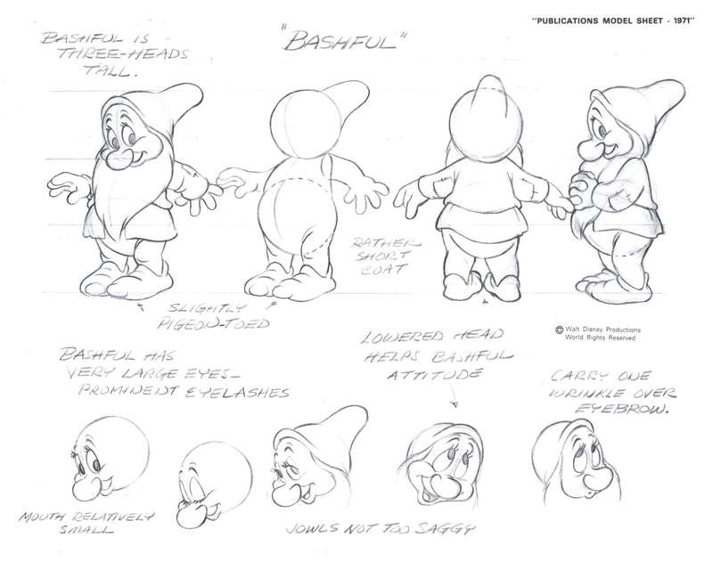 Snow White Publications Model Sheet (1971): Bashful