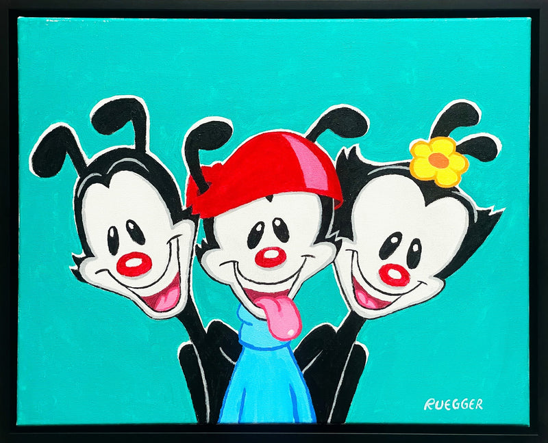 Tom Ruegger Original Acrylic Painting on Canvas: Yakko, Wakko, and Dot