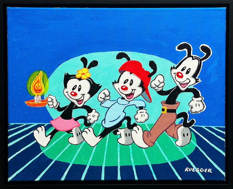 Tom Ruegger Original Acrylic Painting on Canvas: Yakko, Wakko, and Dot