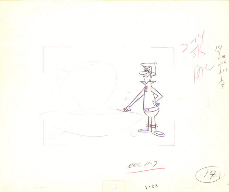 The Jetsons Opening Title Sequence Five Original Drawings and Signed Check