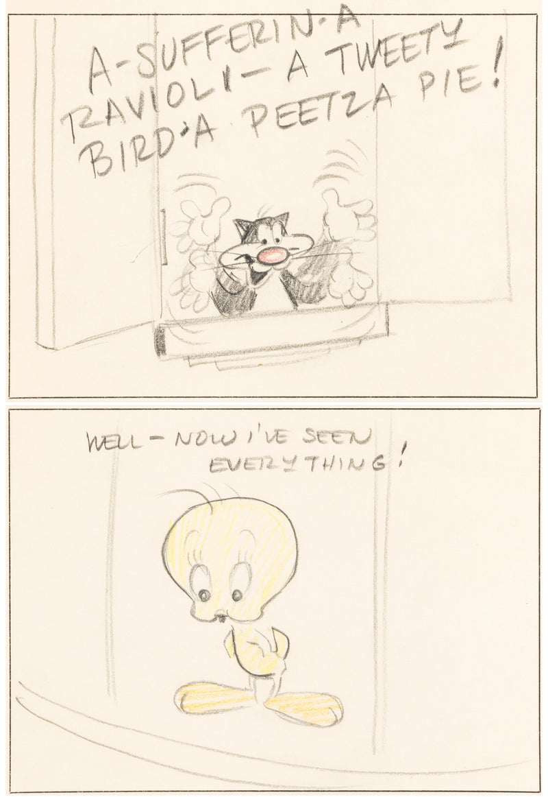 A Pizza Tweety Pie Original Storyboard Drawings Double Aperture