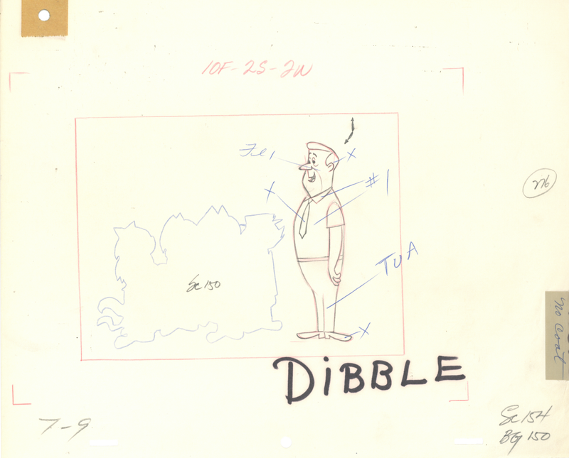 Top Cat Original Production Layout Drawing: Officer Dibble