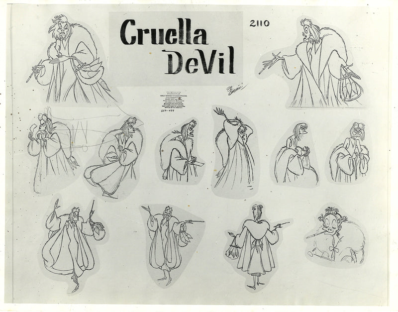 101 Dalmatians Original Stat Model Sheet: Cruella de Vil