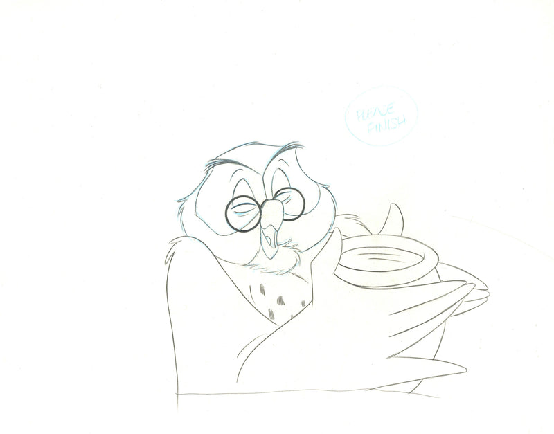 Winnie the Pooh Original Production Cel with Matching Drawing: Owl