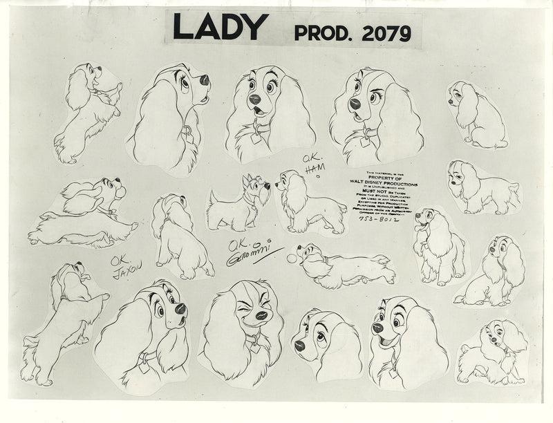 Lady and the Tramp Original Stat Model Sheet: Lady