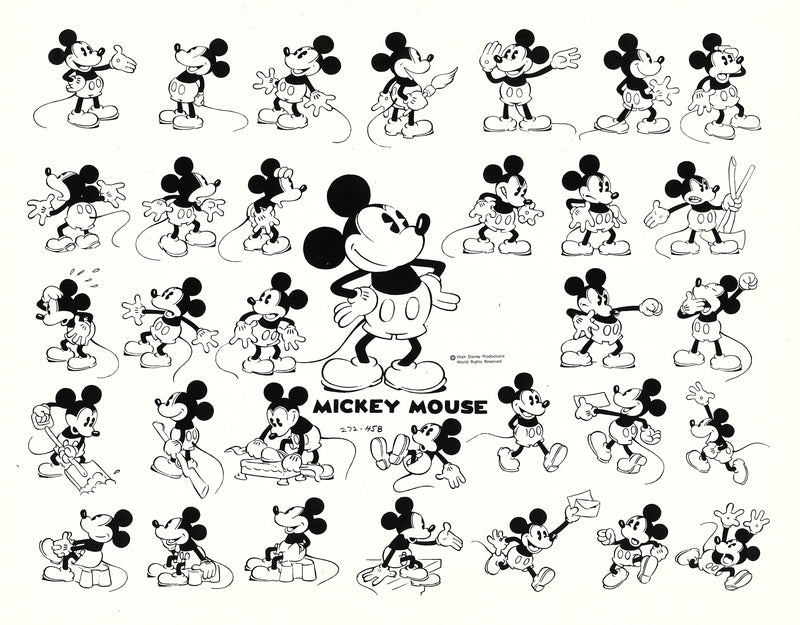 1930s Mickey Mouse Original Stat Model Sheet