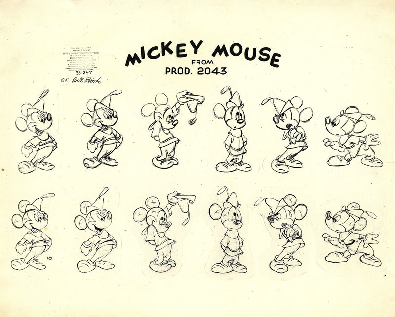 Mickey and the Beanstalk Original Stat Model Sheet: Mickey Mouse