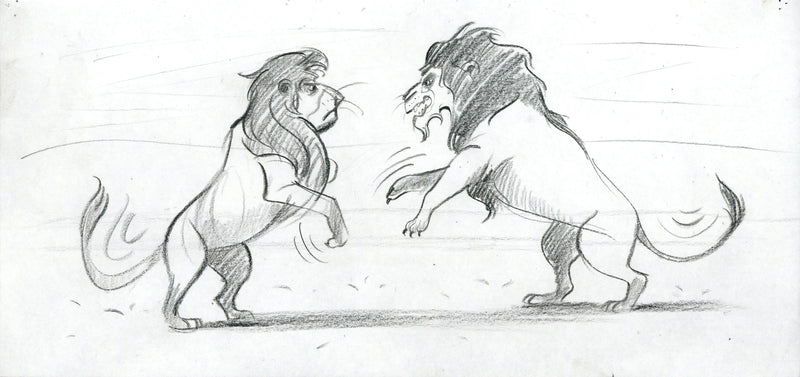 The Lion King Original Storyboard Drawing: Simba and Scar