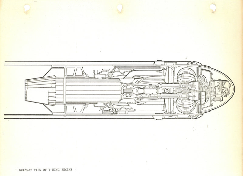 Star Wars: The Empire Strikes Back - Photostat Engineering Elevation: Overhead Cutaway of Y-Wing Engine