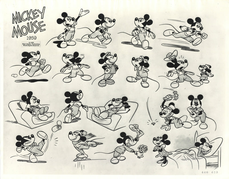 1959 Mickey Mouse Original Stat Model Sheet