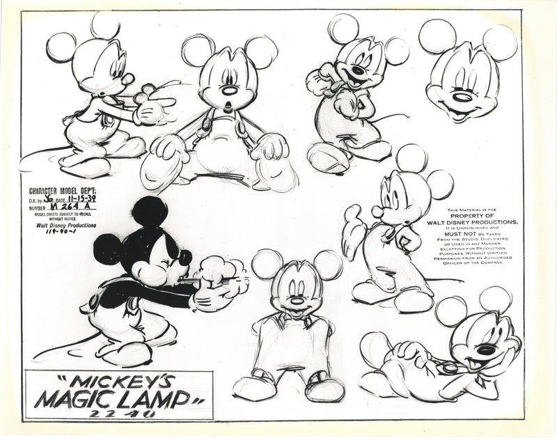 Pluto's Dream House Original Stat Model Sheet: Mickey Mouse