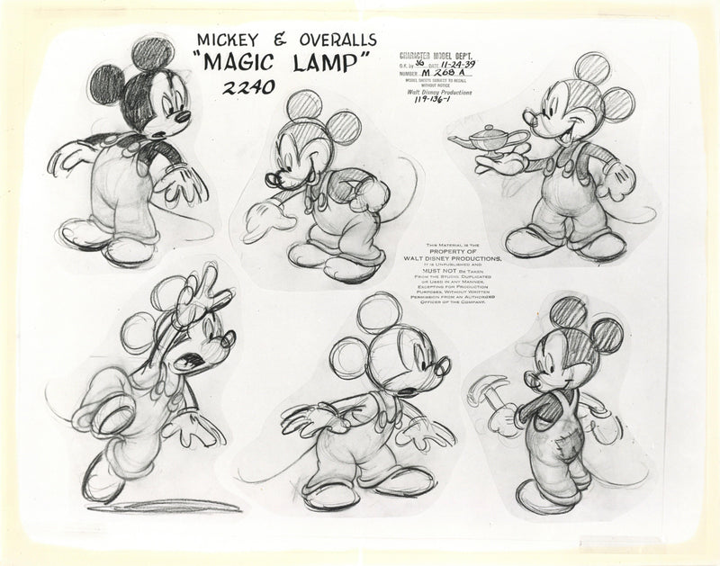 Pluto's Dream House Original Stat Model Sheet: Mickey Mouse