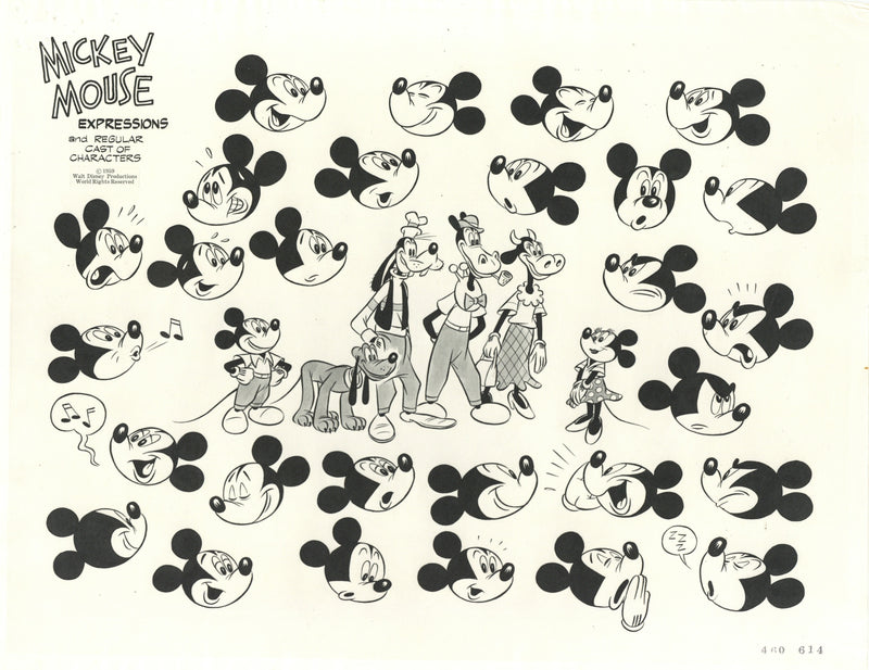 1959 Mickey Mouse and Friends Original Stat Model Sheet