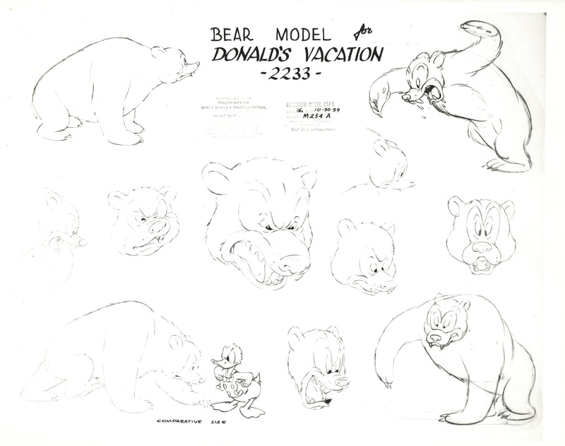 Donald's Vacation Original Stat Model Sheet: Bear