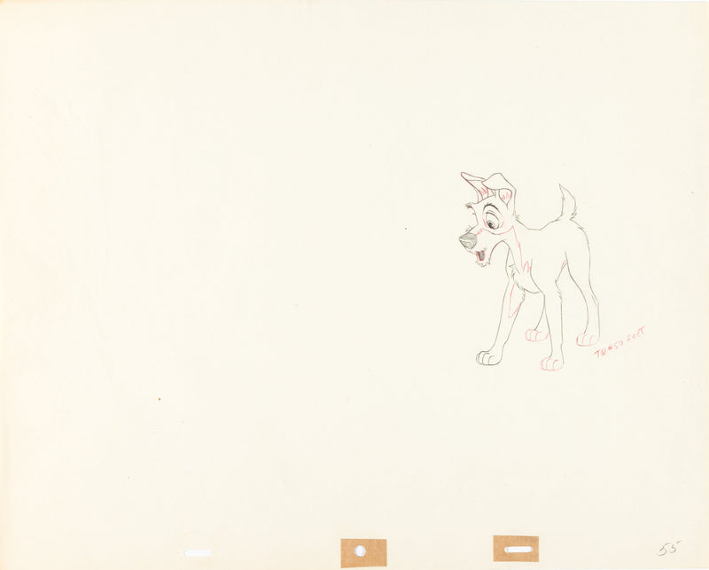 Lady and the Tramp Pair of Vintage Original Production Drawings: Lady, Tramp