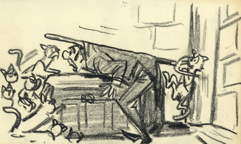 Aristocats Original Storyboard Drawing: Edgar, Alley Cats