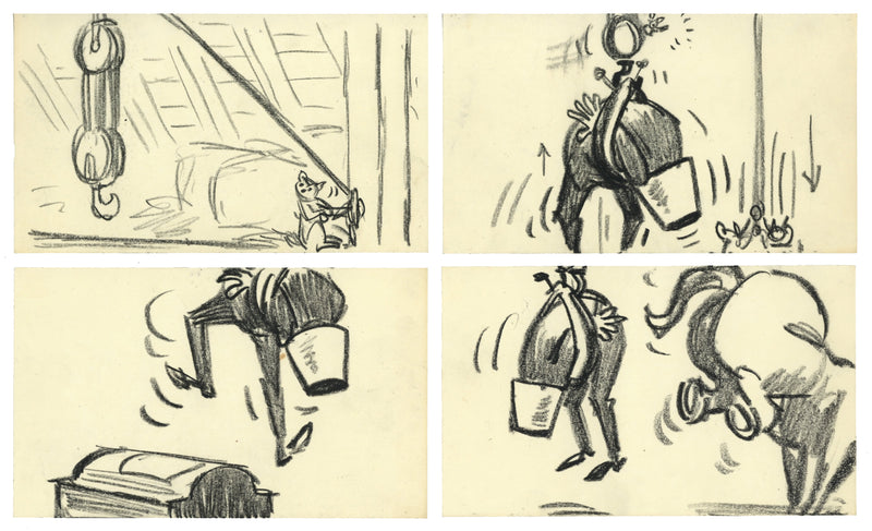 Aristocats Original Storyboard Drawings (Set of 4): Edgar, Frou-Frou, Alley Cats