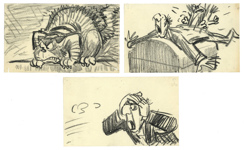 Aristocats Original Storyboard Drawings (Set of 3): Thomas O'Malley, Edgar