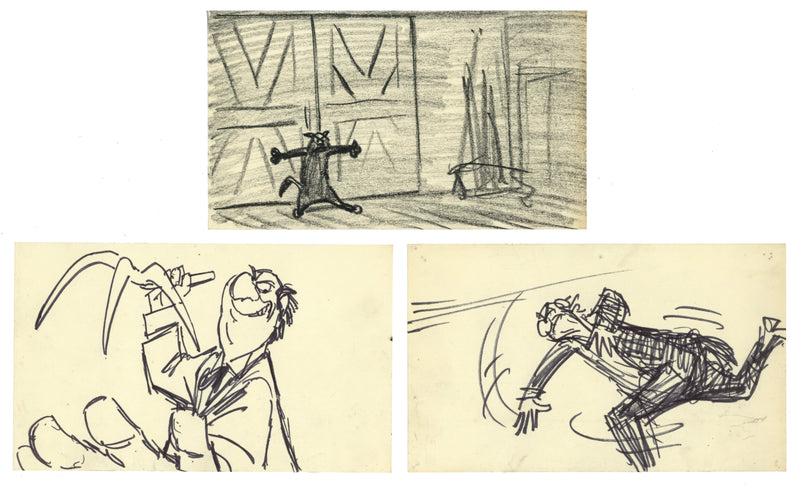 Aristocats Original Storyboard Drawings (Set of 3): Thomas O'Malley, Edgar
