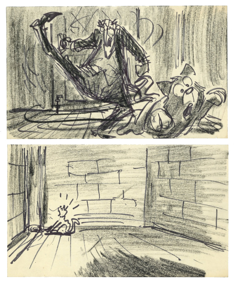 Aristocats Original Storyboard Drawings (Set of 2): Thomas O'Malley, Edgar
