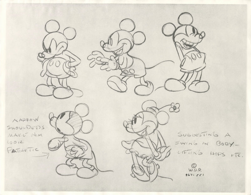 Mickey & Minnie Mouse Original Stat Model Sheet