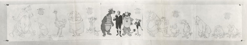 Bedknobs and Broomsticks Oversize Photostat Size Comparison Model Sheet: Animated Segment Cast