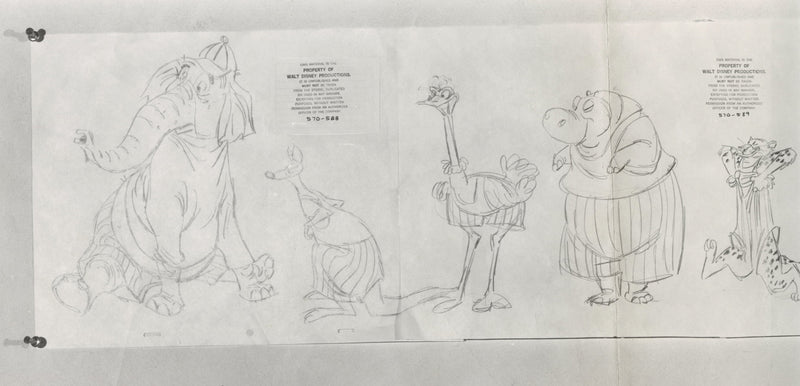 Bedknobs and Broomsticks Oversize Photostat Size Comparison Model Sheet: Animated Segment Cast