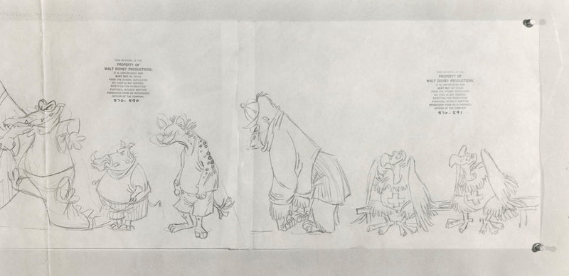 Bedknobs and Broomsticks Oversize Photostat Size Comparison Model Sheet: Animated Segment Cast