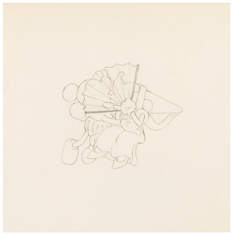 Ye Olden Days Pair of Vintage Original Production Drawing: Mickey Mouse, Minnie Mouse