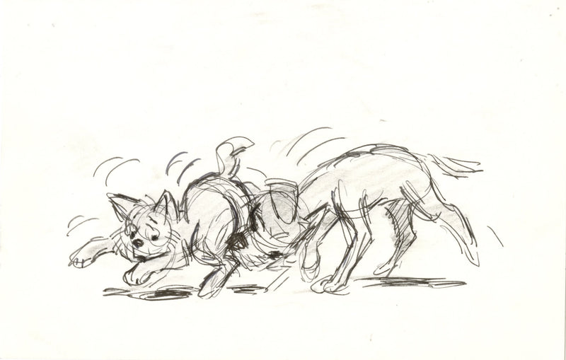 Oliver & Company Original Storyboard Drawing: Dodger, Oliver