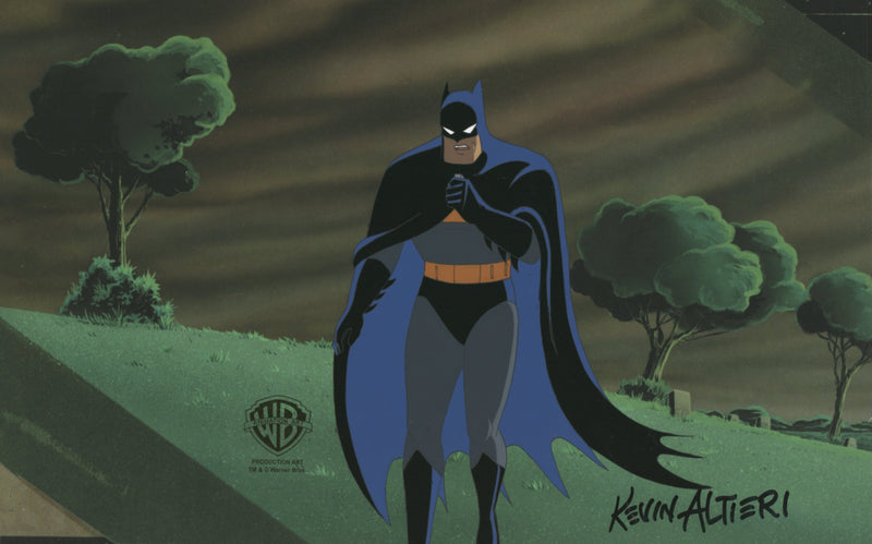 Batman The Animated Series Original Production Cel Signed by Kevin Altieri with Matching Drawing: Batman