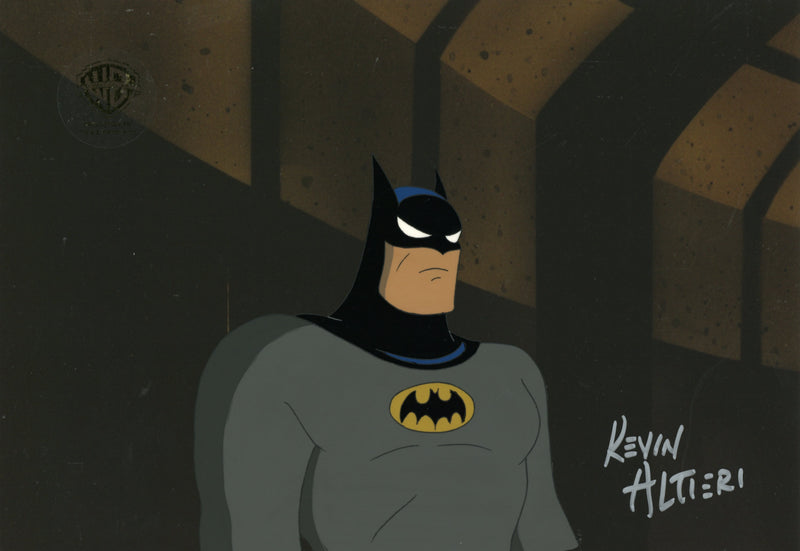 Batman The Animated Series Original Production Cel Signed by Kevin Altieri with Matching Drawing: Batman