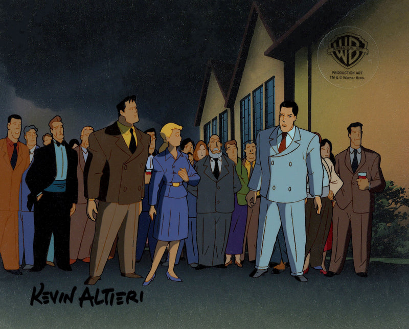 Batman The Animated Series Original Production Cel Signed by Kevin Altieri on Original Background: Harvey Dent, Bruce Wayne, Grace