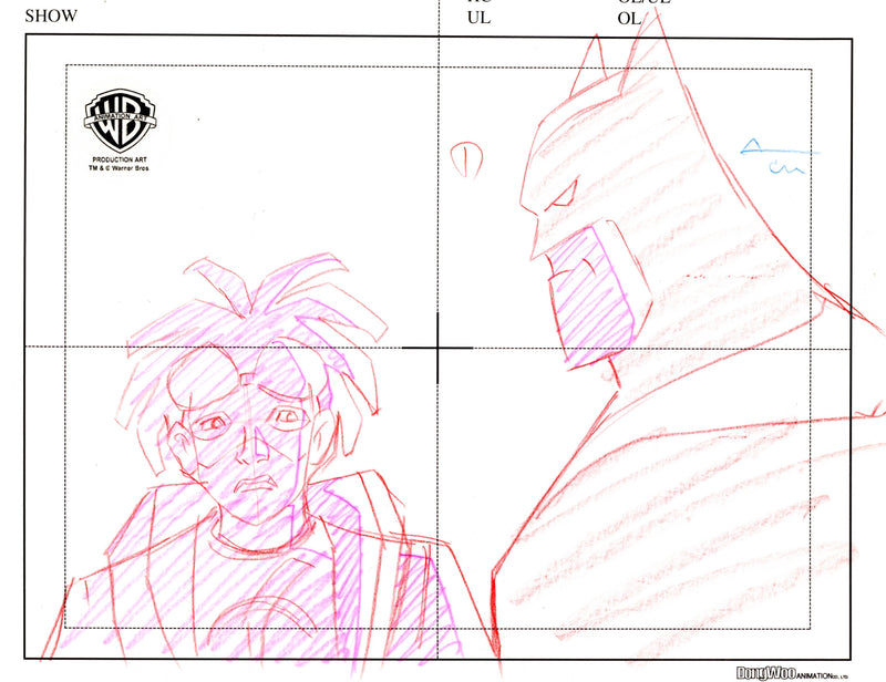 Static Shock Original Production Layout Drawing: Static Shock and Batman
