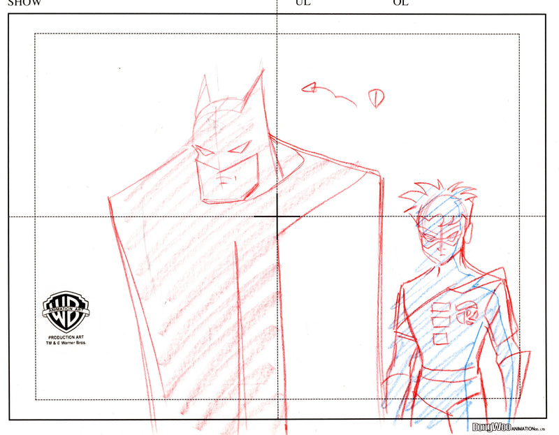 Static Shock Original Production Layout Drawing: Batman and Robin