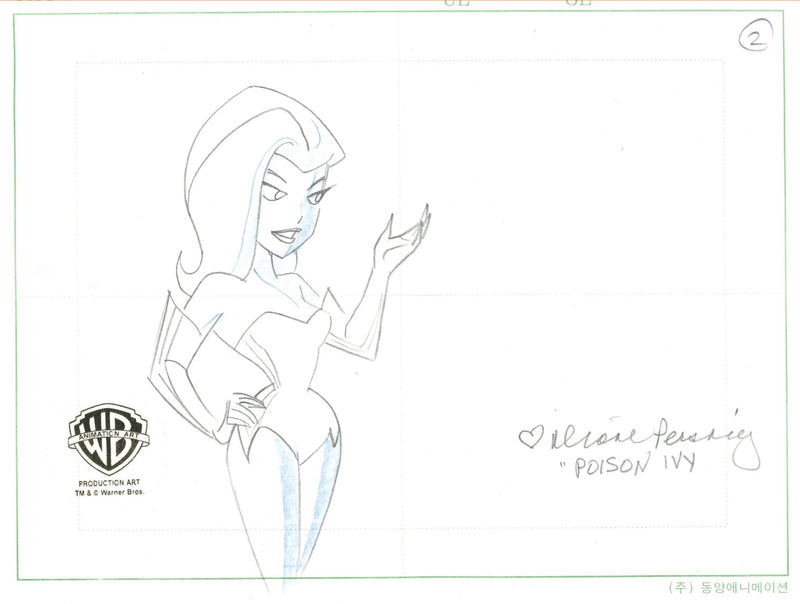 The New Batman Adventures Original Production Drawing Signed by Diane Pershing: Poison Ivy