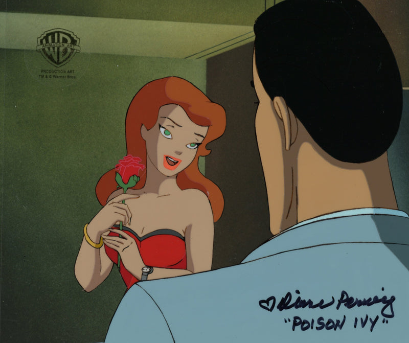 Batman The Animated Series Original Production Cel with Matching Drawing Signed by Diane Pershing: Poison Ivy, Harvey Dent