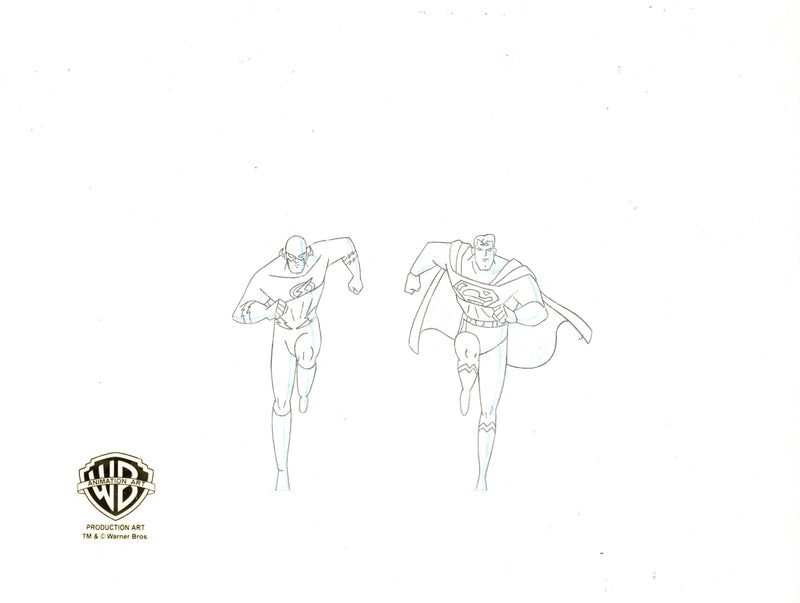 Superman The Animated Series Original Production Drawing: Flash, Superman