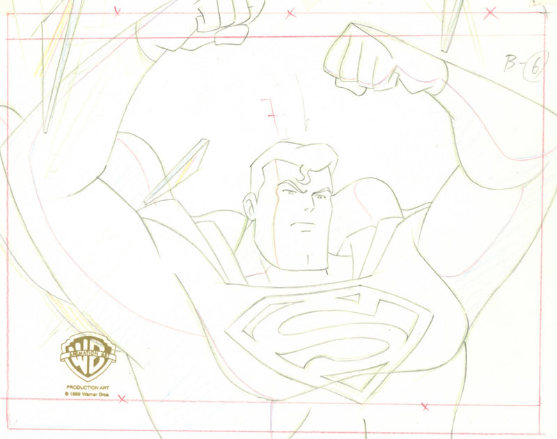 Superman The Animated Series Original Production Layout Drawing: Superman