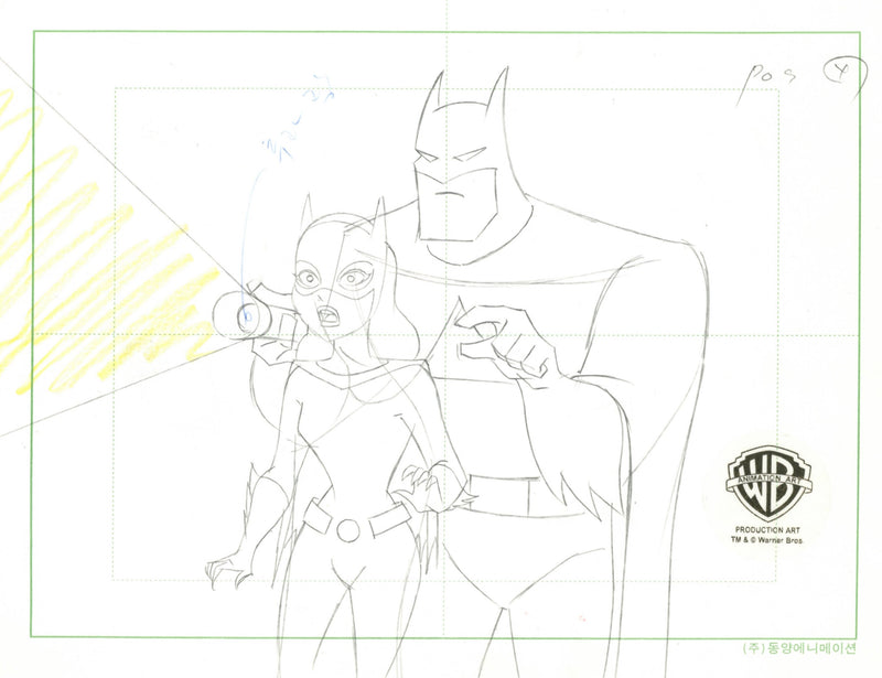 The New Batman Adventures Original Production Layout Drawing: Batgirl, Batman