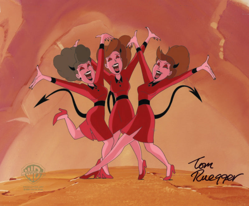 Animaniacs Original Production Cel Signed by Tom Ruegger: Chorus Girls